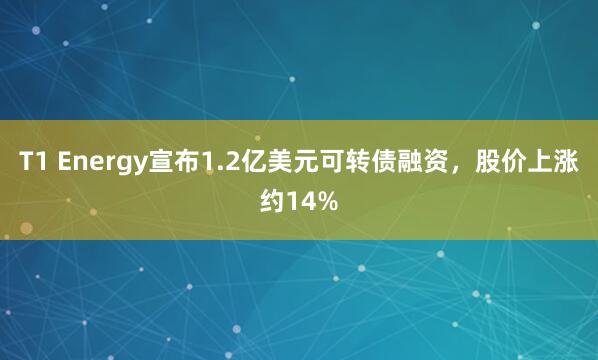 T1 Energy宣布1.2亿美元可转债融资，股价上涨约14%